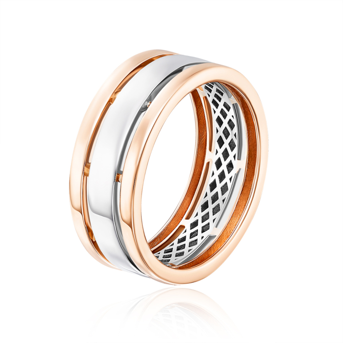 Золота комбінована обручка. Артикул 100012-1/01/1