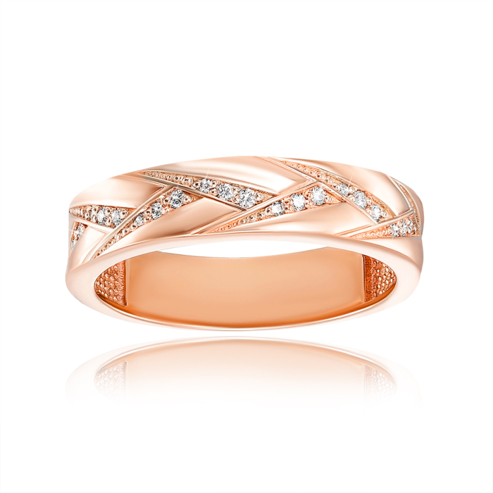 Обручальное золотое кольцо с бриллиантами. Артикул 100014/01/0/9807