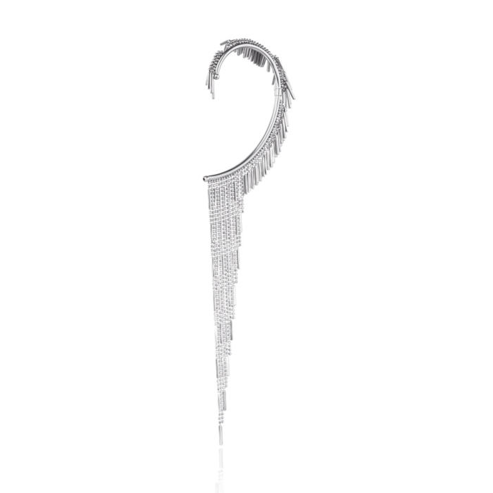 Серебряная серьга-каффа без вставок. Артикул OCFXD000060-E/12