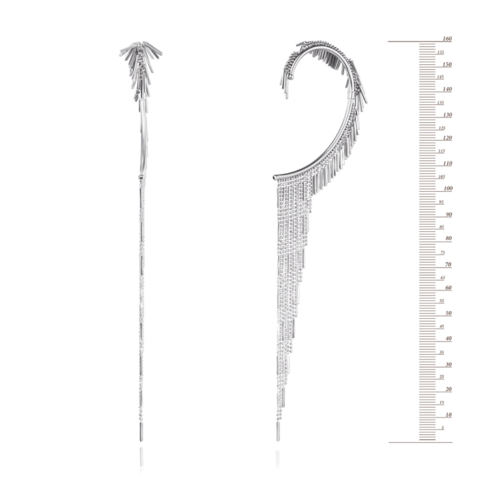 Серебряная серьга-каффа без вставок. Артикул OCFXD000060-E/12