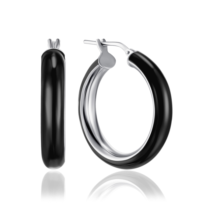 Срібні сережки-конго з емаллю. Артикул OCFXD000120-E/12