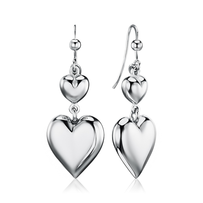 Серебряные серьги «Сердца» без вставки OCHXD000003-E/12