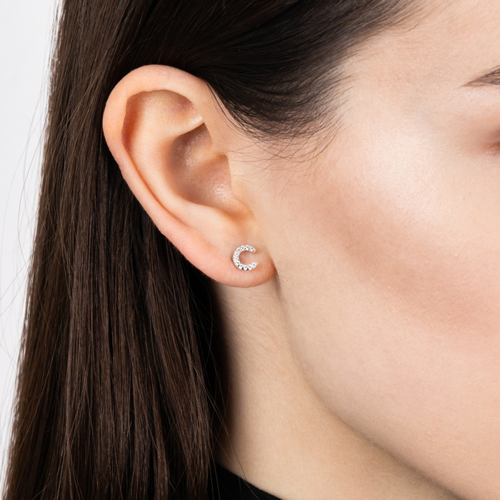 Срібні пусети з фіанітами. Артикул OE04124A-E/12/1