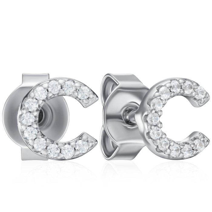 Срібні пусети з фіанітами. Артикул OE04124A-E/12/1