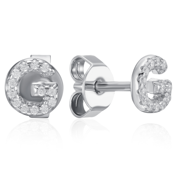 Срібні пусети з фіанітами. Артикул OE04128A-E/12/1