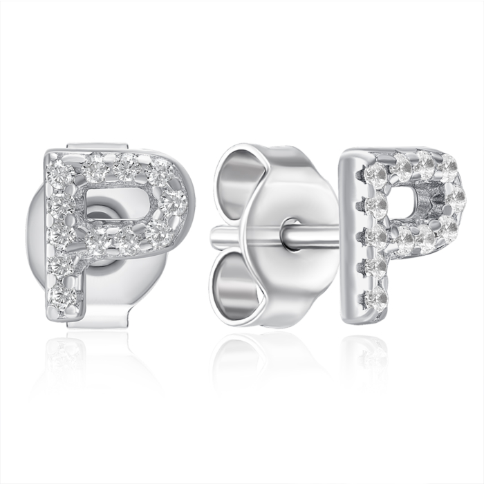 Серебряные пуссеты с фианитами. Артикул OE04137A-E/12/1