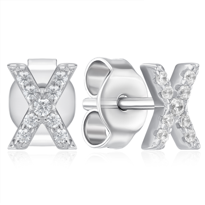 Серебряные пуссеты с фианитами. Артикул OE04145A-E/12/1