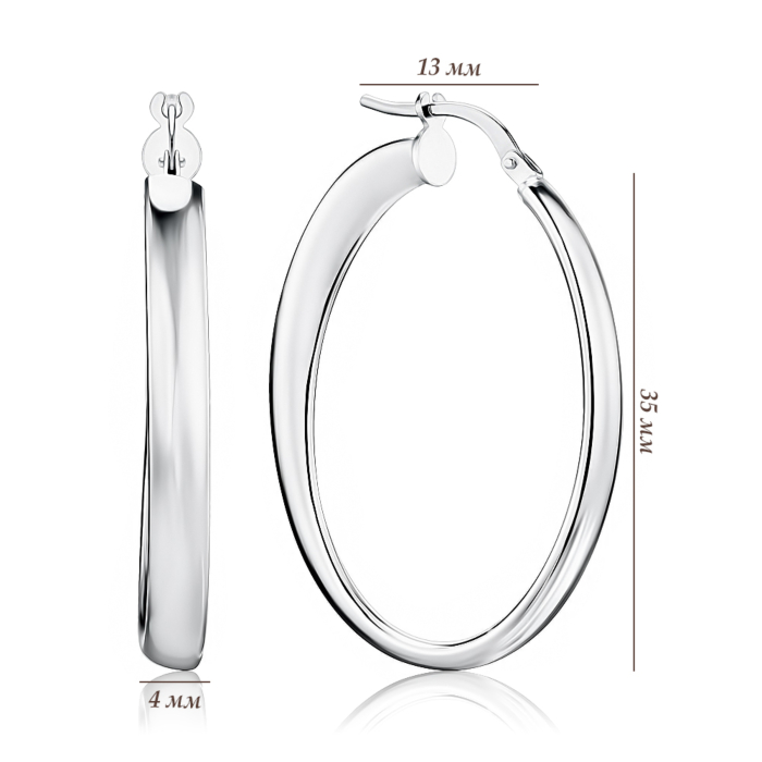 Срібні сережки-конго без вставки OF032-0041-E/12