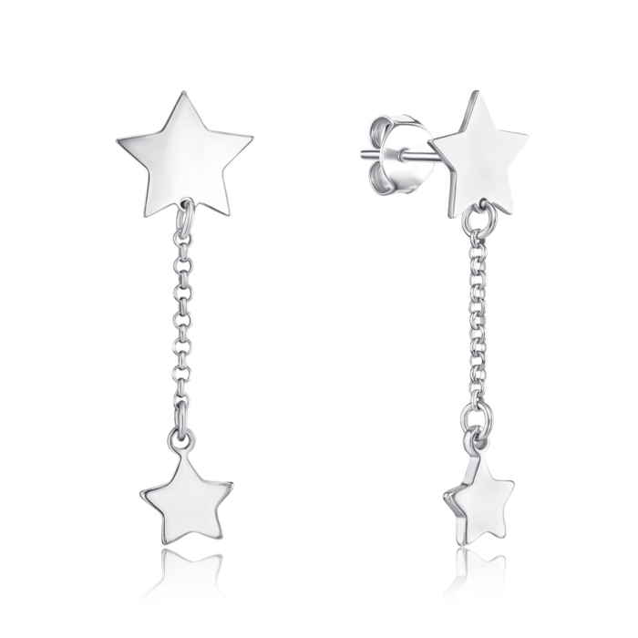 Серебряные сережки подвески «Звездочки» без вставки. Артикул OFAXD000034-E/12