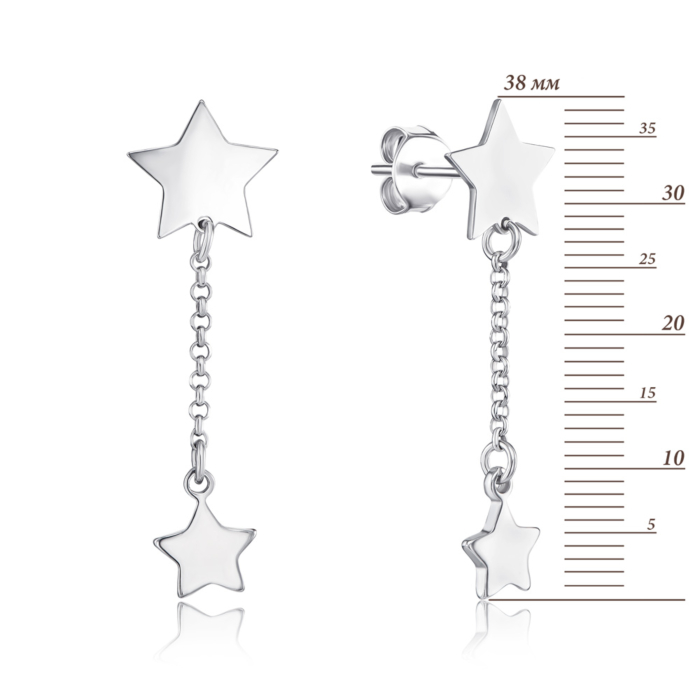 Серебряные сережки подвески «Звездочки» без вставки. Артикул OFAXD000034-E/12