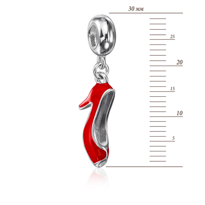 Срібна намистина шарм «Туфелька» з емаллю. Артикул OP00464E-P/12/1762