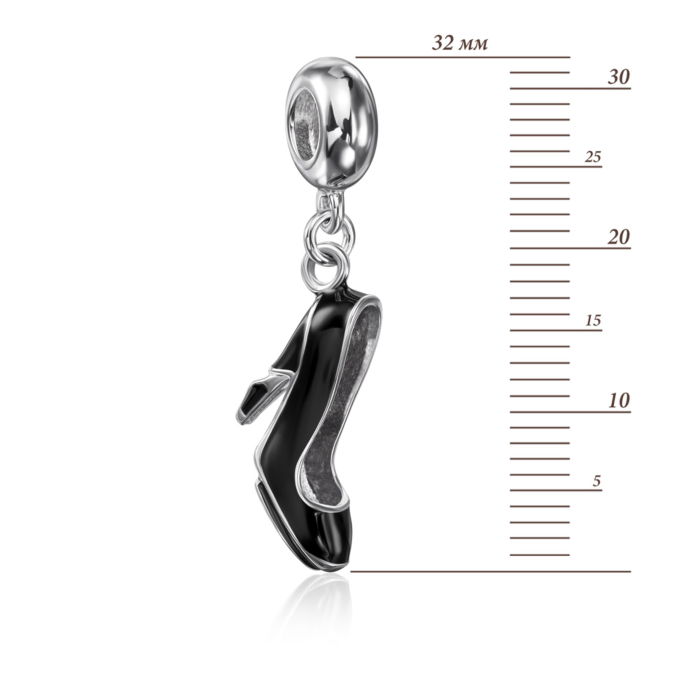 Срібна намистина шарм «Туфелька» з емаллю. Артикул OP00475B-P/12/1176