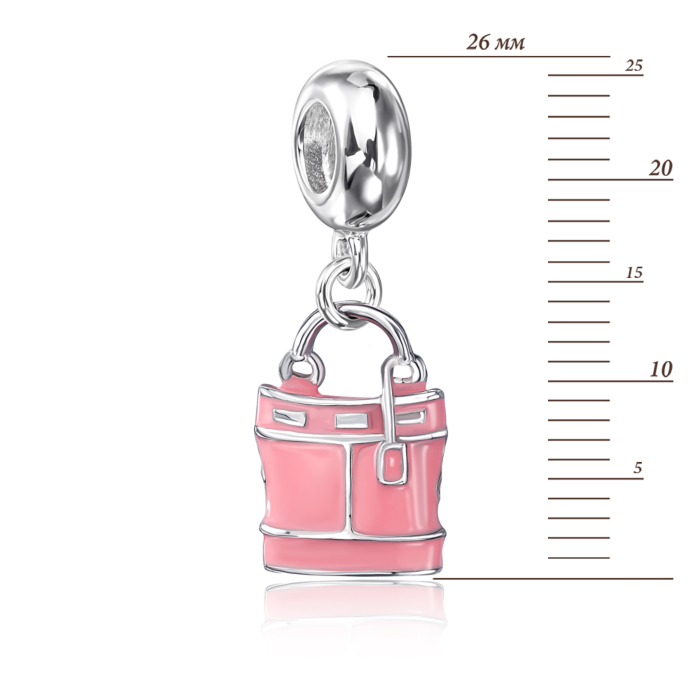 Срібна намистина шарм «Сумка» з емаллю. Артикул OP00483B-P/12/1765