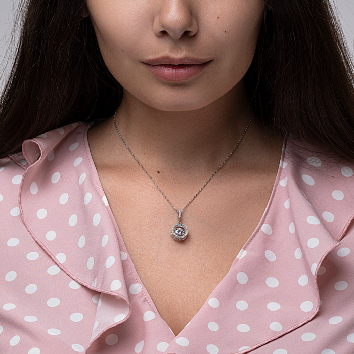 Срібна підвіска з фіанітами. Артикул OP03220A-P/12/1