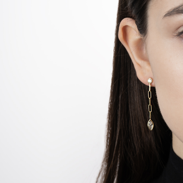 Срібні позолочені сережки з фіанітами. Артикул ORT  7822 G-E/20/1