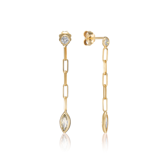 Срібні позолочені сережки з фіанітами. Артикул ORT  7822 G-E/20/1