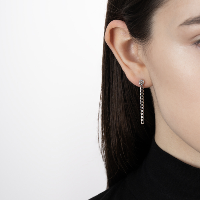 Серебряные серьги с фианитом. Артикул ORT  7824 RH-E/12/1