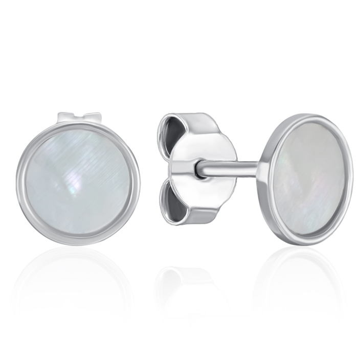 Срібні пусети з перламутром. Артикул ORT  8433 RH-E/12/1783