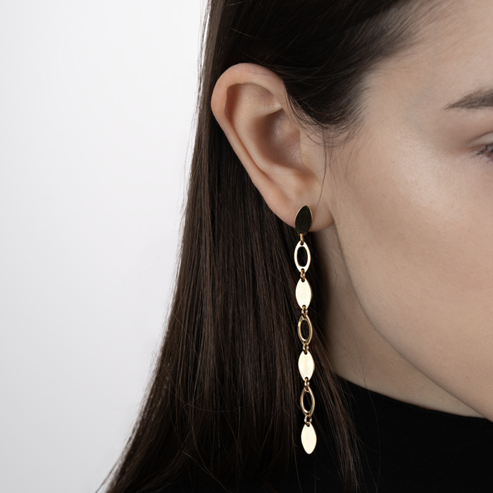 Серебряные позолоченные серьги. Артикул ORT  8596 G-E/20