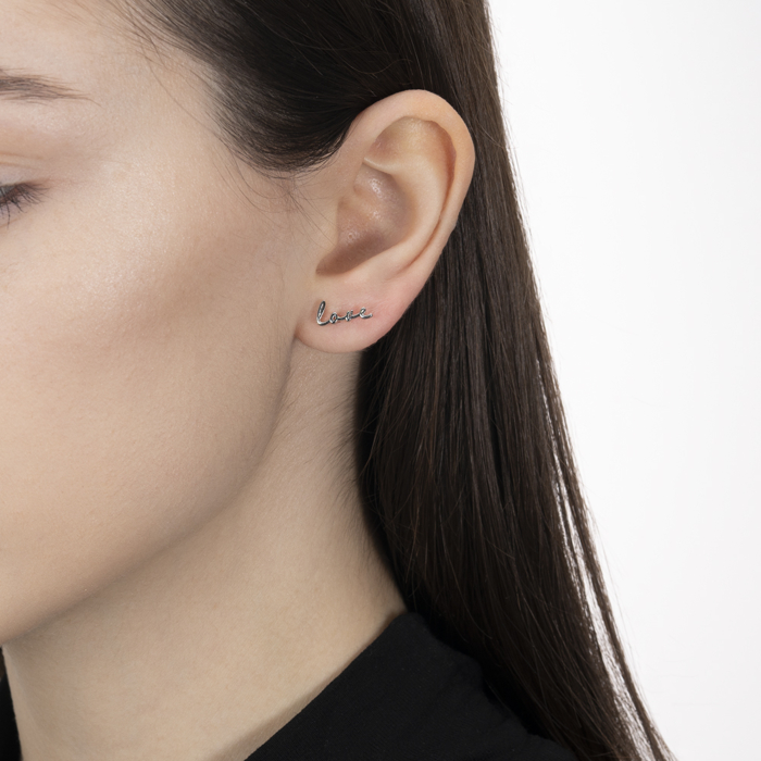 Срібні пусети Love. Артикул ORT  8723 RH-E/12