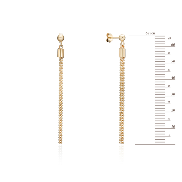 Срібні позолочені сережки-підвіски. Артикул ORT  8825 G-E/20