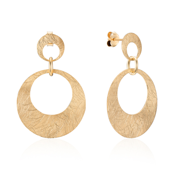 Серебряные позолоченные серьги-подвески. Артикул ORT  8956 G-E/20