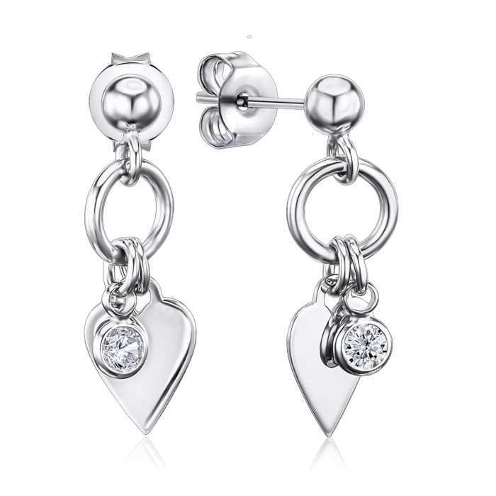 Срібні сережки з фіанітом. Артикул ORT  8228 BRHP-E/12/1