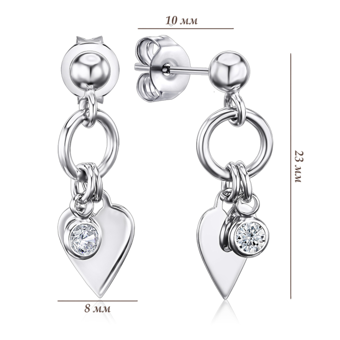 Срібні сережки з фіанітом. Артикул ORT  8228 BRHP-E/12/1