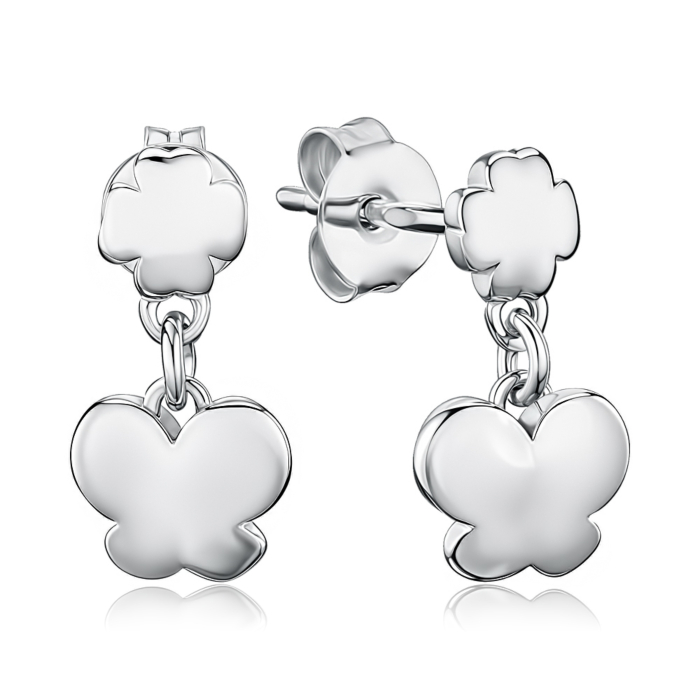 Срібні сережки без вставки. Артикул ORT 8719 G-E/12