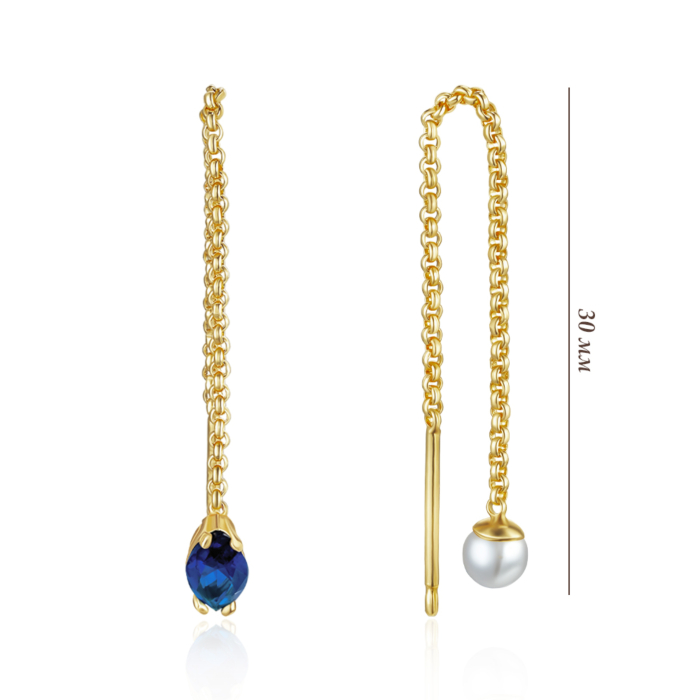 Срібні сережки з перлиною та фіанітом. Артикул ORT_9040-E/20/21068