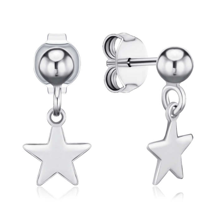 Срібні сережки Зірочки без вставки ORT_9073-E/12