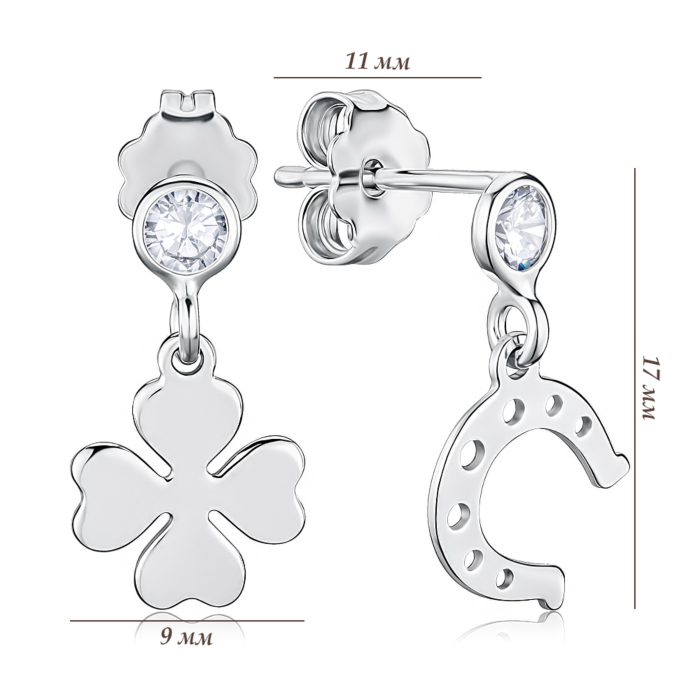 Срібні сережки з фіанітом. Артикул ORT_9087-E/12/1