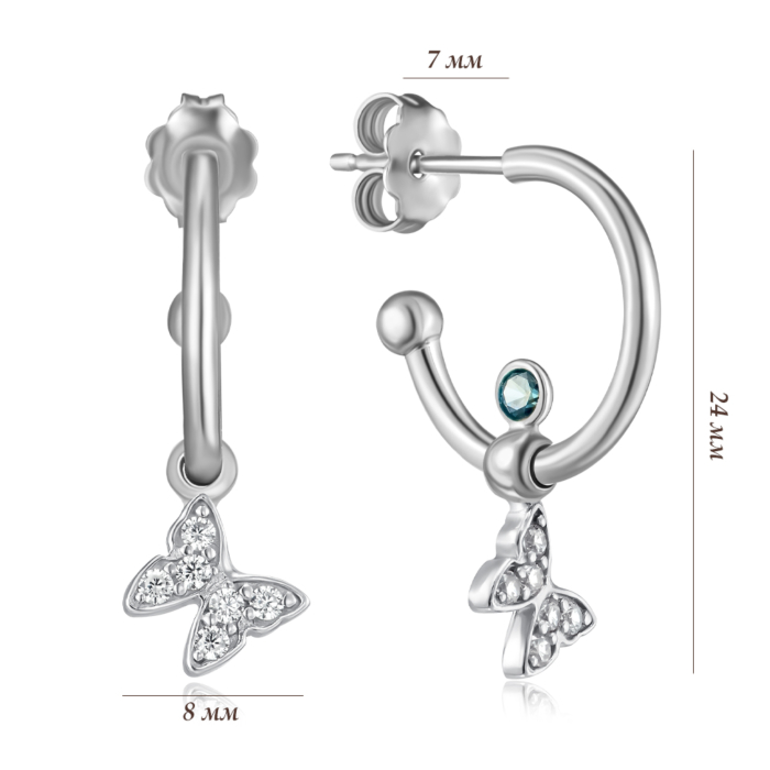 Серебряные серьги с фианитами. Артикул ORT_9096-E/12/1511