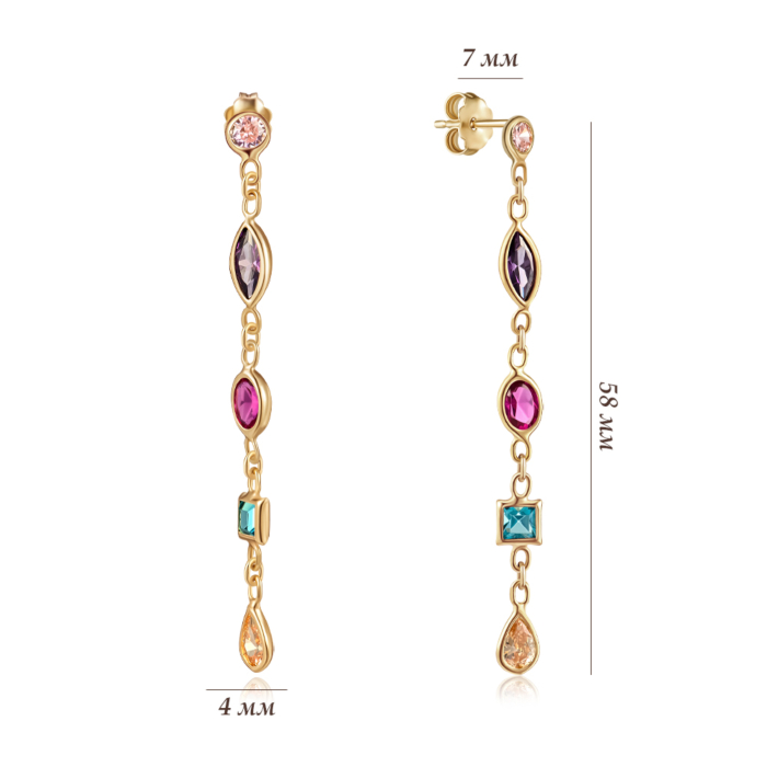 Срібні сережки з фіанітами. Артикул ORT_9106-E/20/21034