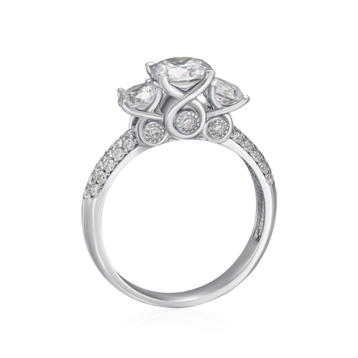 Срібна каблучка з фіанітами. Артикул P-1139-R/12/1