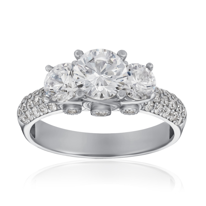 Срібна каблучка з фіанітами. Артикул P-1139-R/12/1