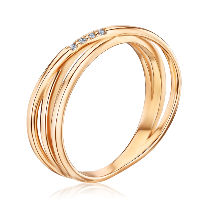 Золота каблучка з фіанітами P-1240-R/01/1