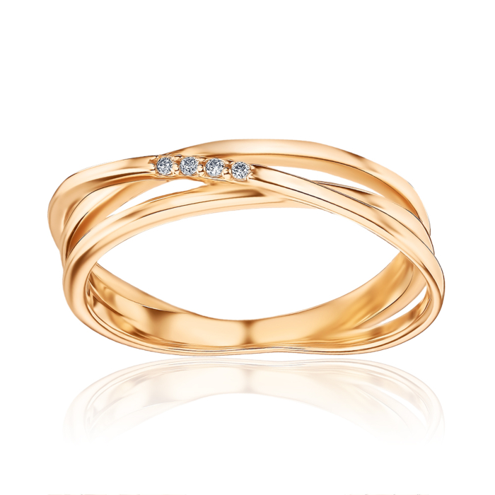 Золота каблучка з фіанітами P-1240-R/01/1