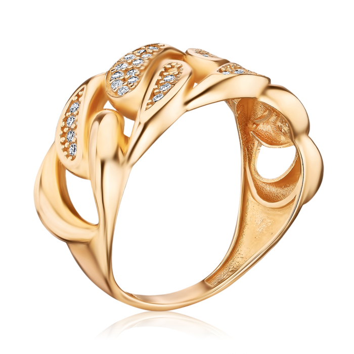 Золота каблучка з фіанітами P-1247-R/01/1