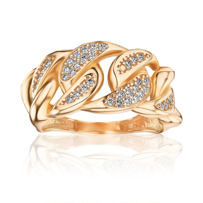 Золота каблучка з фіанітами P-1247-R/01/1