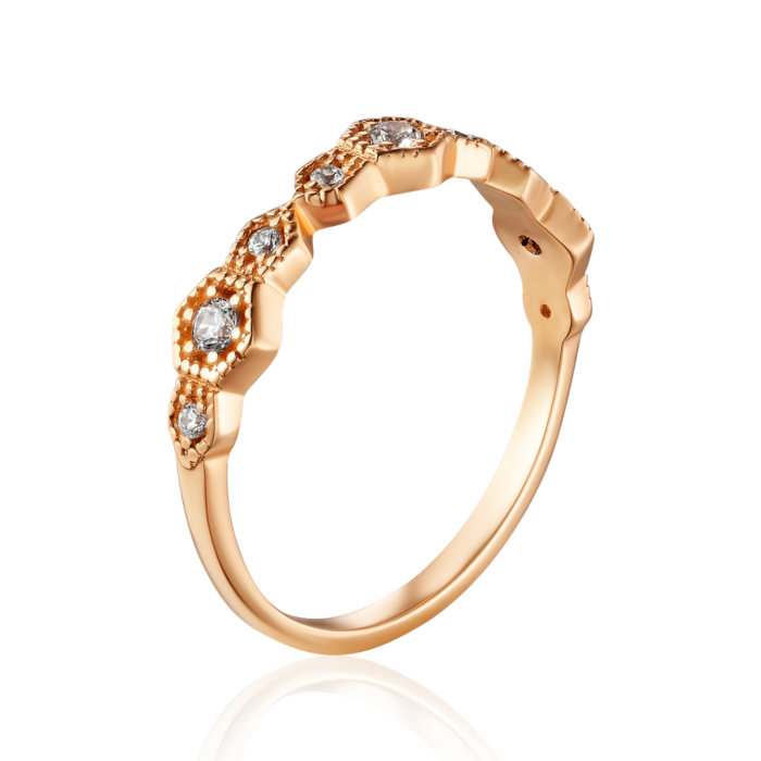 Золотое кольцо с фианитами. Артикул P-1252-R/01/1