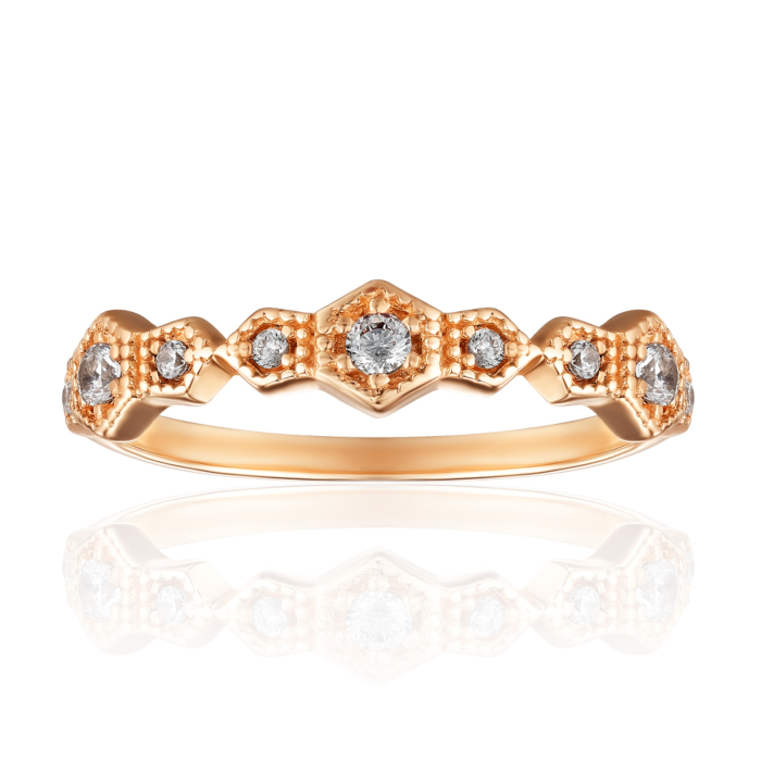 Золотое кольцо с фианитами. Артикул P-1252-R/01/1