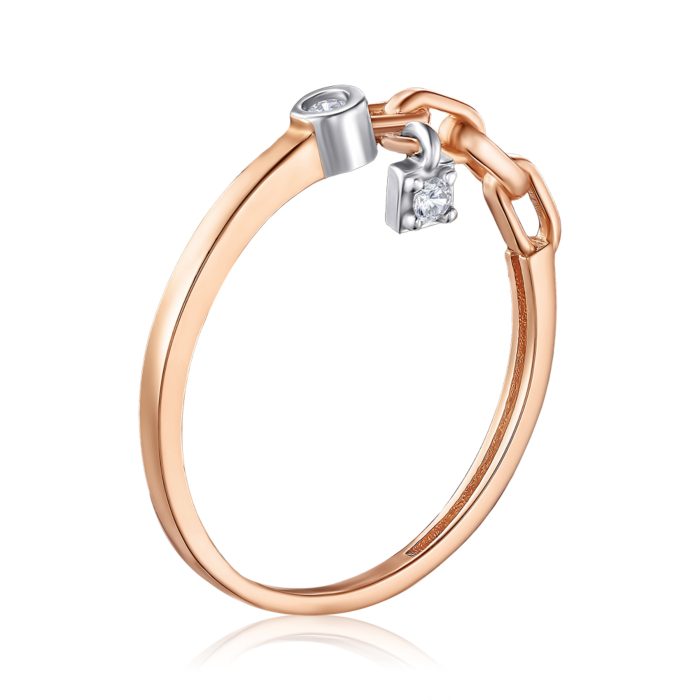 Золотое кольцо с фианитами. Артикул P-518-R/01/1