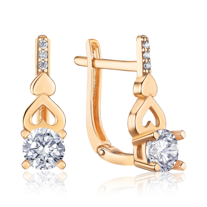 Золоті сережки з фіанітами P-1271-E/01/1