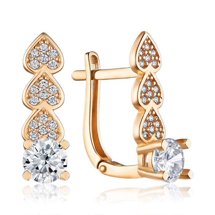 Золоті сережки з фіанітами. Артикул P-1274-E/01/1