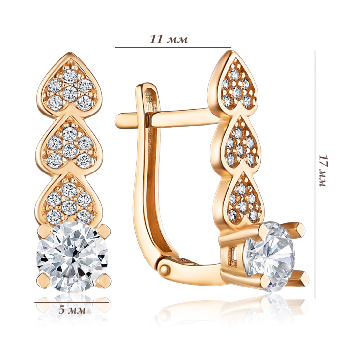 Золоті сережки з фіанітами. Артикул P-1274-E/01/1