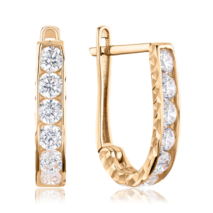 Золоті сережки з фіанітами P-1292-E/01/1