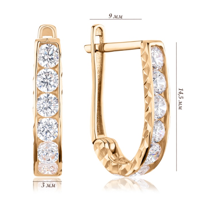 Золоті сережки з фіанітами P-1292-E/01/1