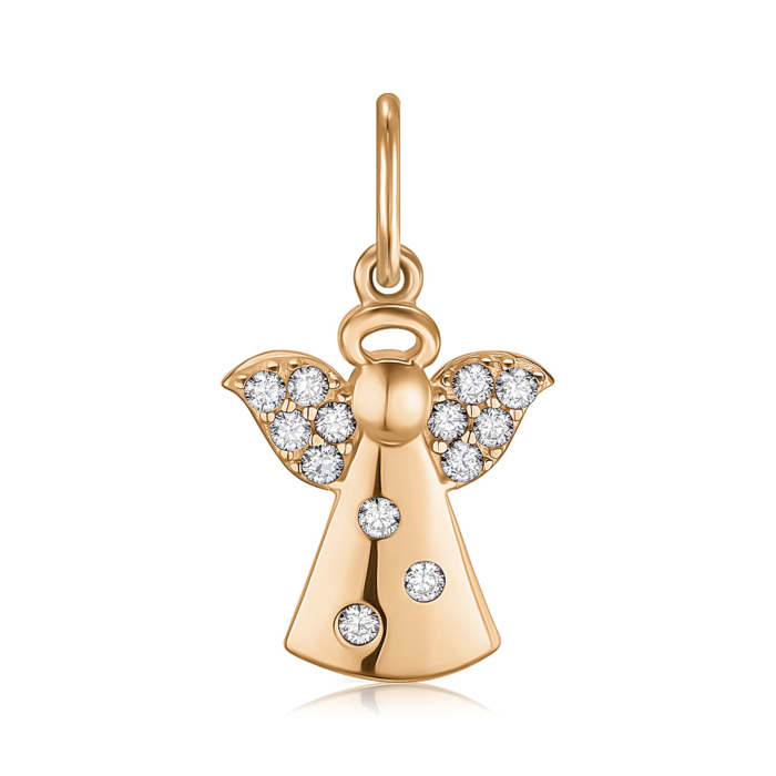 Золота підвіска Янгол з фіанітами P-140-P/01/1