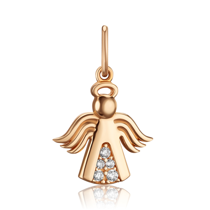 Золота підвіска "Янгол" з фіанітами P-145-P/01/1